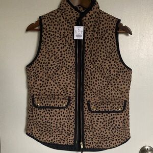NWT J. Crew Tan and Black Polka Dot Vest